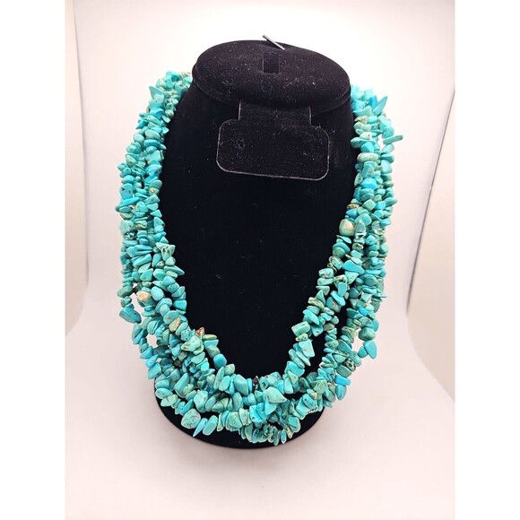 HDNY Henry Designs Turquoise 6 Strand Bead Necklace 20” - Picture 1 of 4